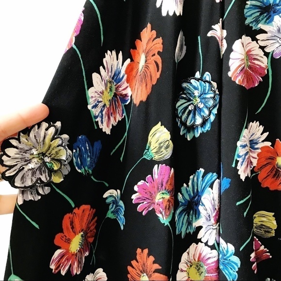 Anthro Moulinette Soeurs Black Floral Dress Size 4 - Picture 4 of 14